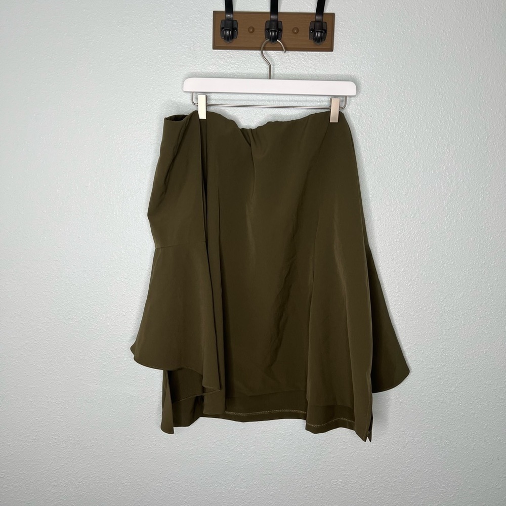 Eloquii Olive Green Flare Sleeve Off The Shoulder Blouse - Picture 8 of 8